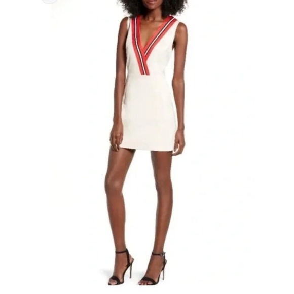 English Factory Dresses & Skirts - English Factory Varsity Stripe Mini Dress Cream Striped V-Neck Size Small NWT